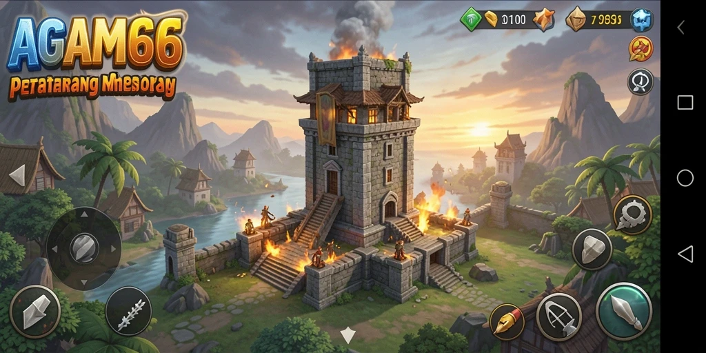 Screenshot permainan AGAM66 menunjukkan aksi mendebarkan dalam Tower Defense.