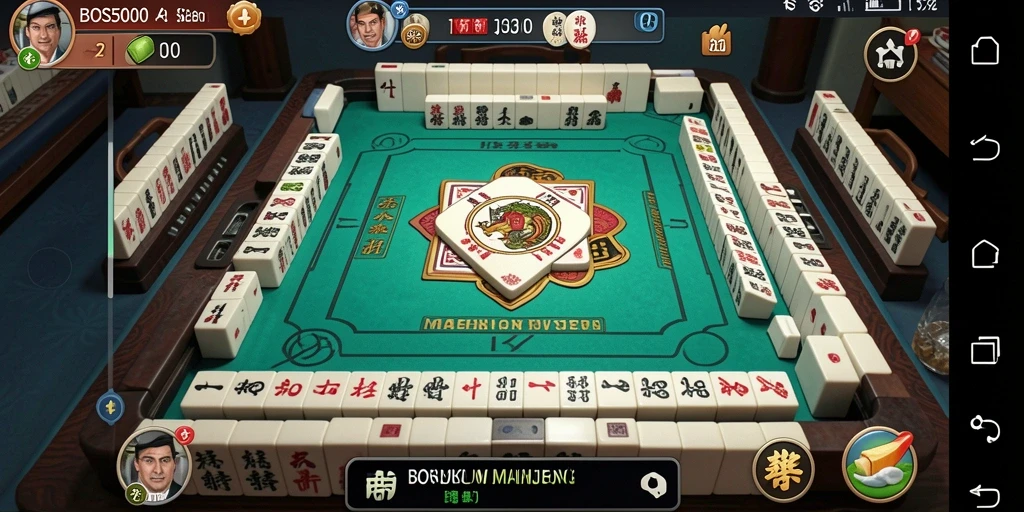 Screenshot gameplay seru BOS5000 menampilkan momen menegangkan saat bermain Mahjong.
