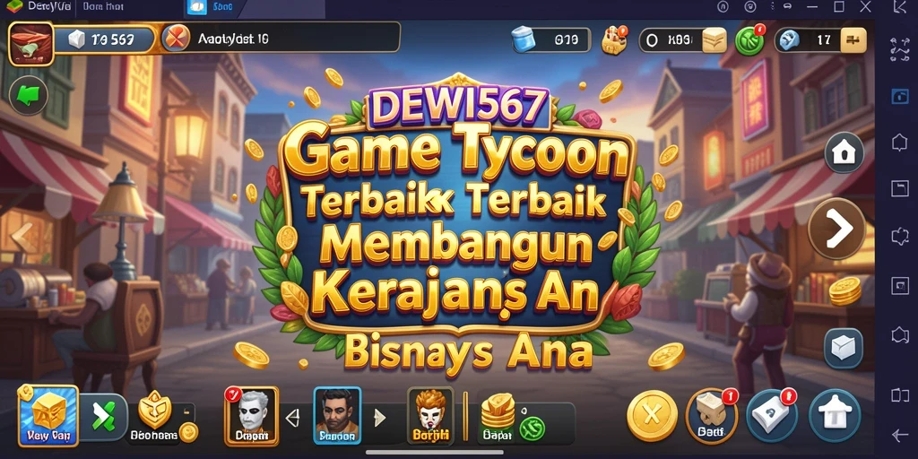 Tampilan gameplay DEWI567 dengan berbagai elemen manajemen bisnis.
