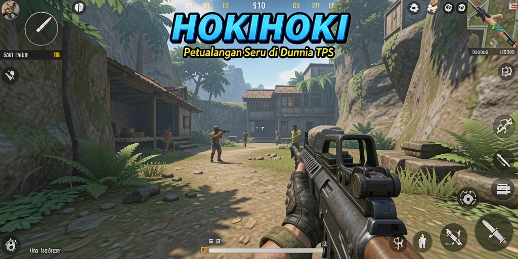 Screenshot HOKIHOKI menampilkan aksi seru dalam pertempuran TPS.