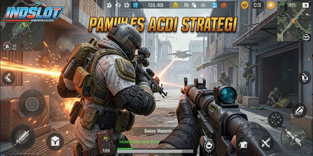 Tangkapan layar gameplay <strong>INDSLOT</strong> menampilkan aksi pertempuran yang intens dan mendebarkan.