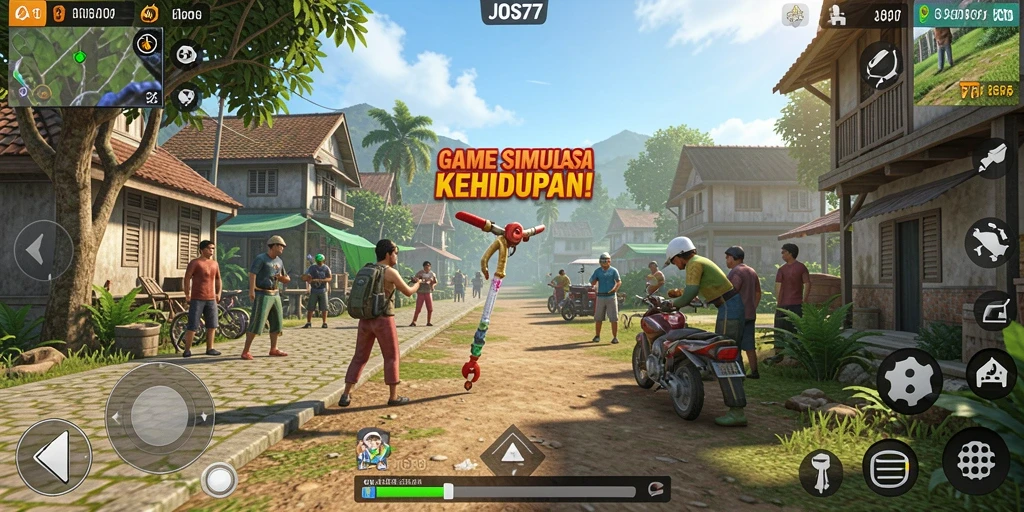 Screenshot gameplay JOS77 menunjukkan karakter dan lingkungan yang hidup.
