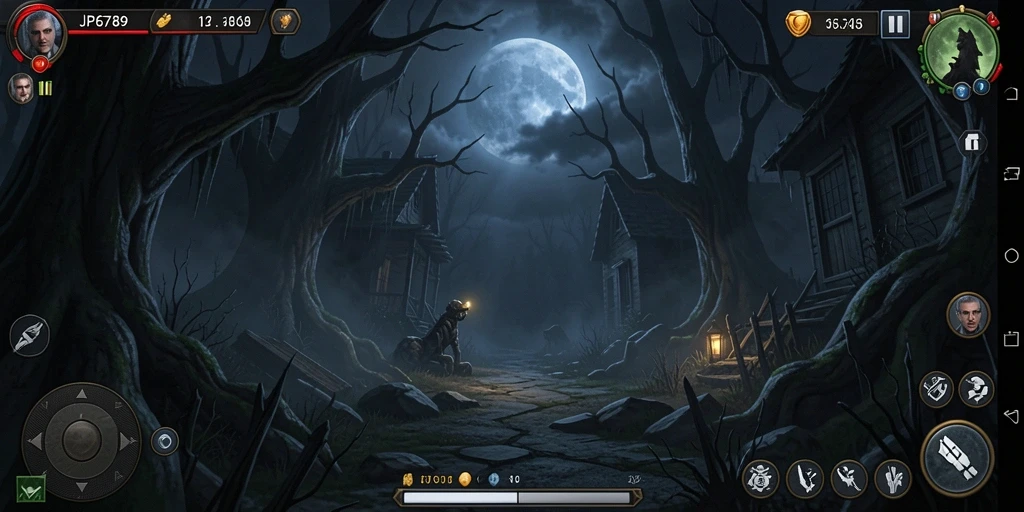 Gameplay menakutkan di dunia yang gelap dan misterius.