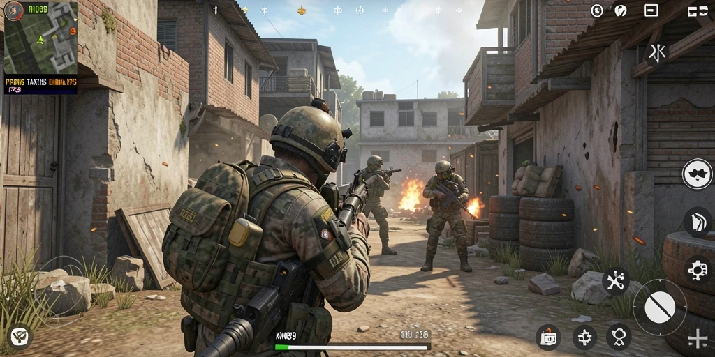 Tampilan intens dari pertempuran dalam KNO89 saat gameplay FPS.