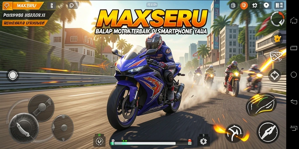 Gameplay seru balap motor di MAXSERU dengan grafis memukau.