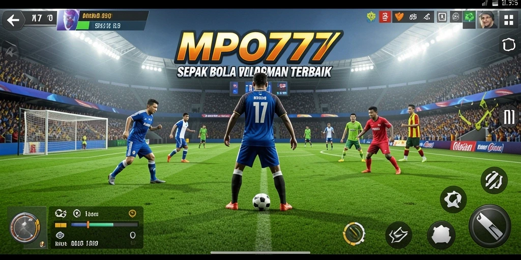 Tampilan gameplay MPO777 dengan aksi sepak bola yang mendebarkan.