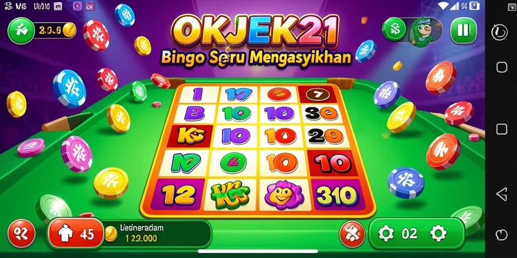 Tampilan utama OKJEK21 dengan gameplay Bingo yang seru.
