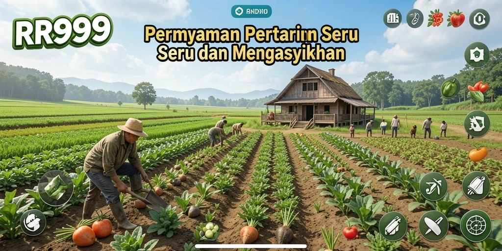 Screenshot gameplay menunjukkan aktivitas bertani di RR999 yang menarik.