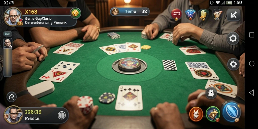 Screenshot X168 menampilkan gameplay Gaple yang seru dan interaktif.